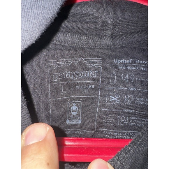 Patagonia Uprisal Hoody Hoodie Sweatshirt Pullover Men L Logo Heavyweight Black - Picture 3 of 7